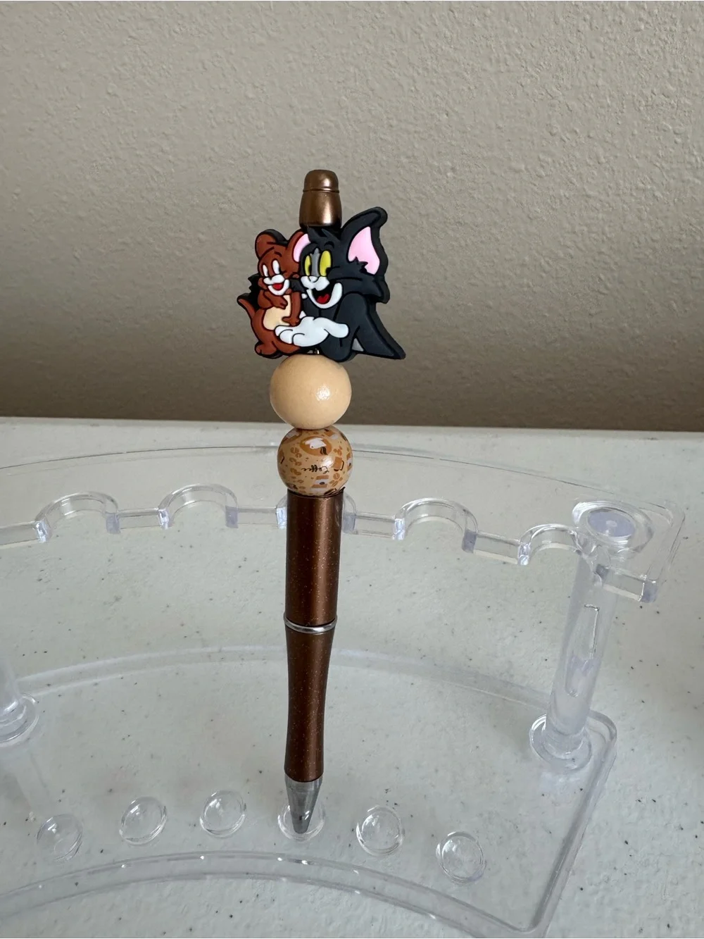 Tom & Jerry Character Pen Topper Brown Metallic Pen